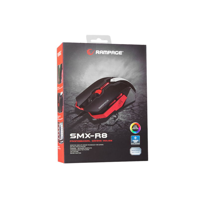 Rampage everest SMX-R8 LED 4000 dpi macro gaming muis