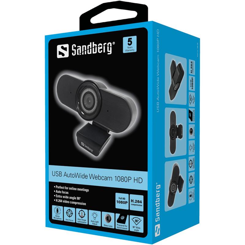 Sandberg 134-20 webcam 1920 x 1080 Pixels USB 2.0 Zwart