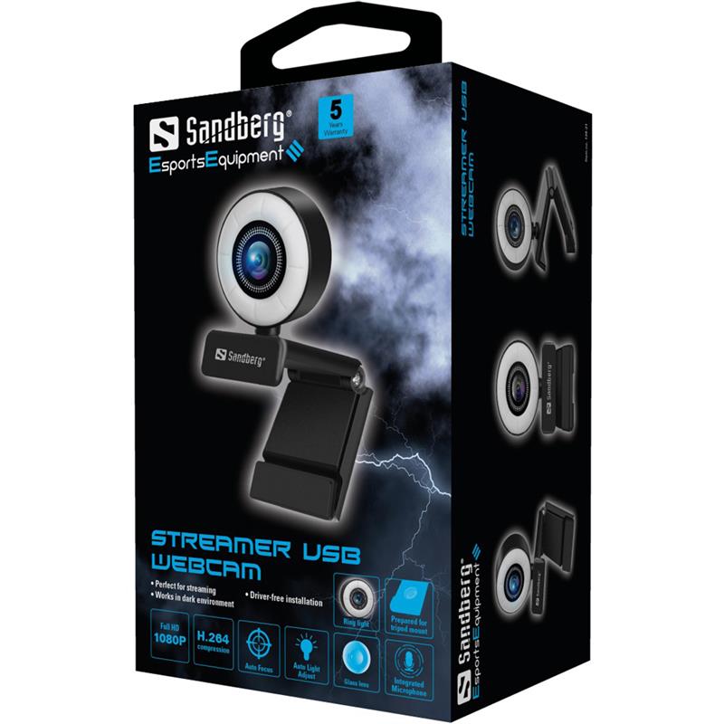 Sandberg 134-21 webcam 2 MP 1920 x 1080 Pixels USB 2.0 Zwart