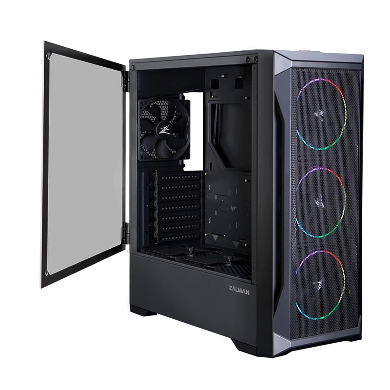 Zalman Z8 MS ATX Mid Tower PC Case, ARGB fan x3, Mesh Midi Tower Zwart