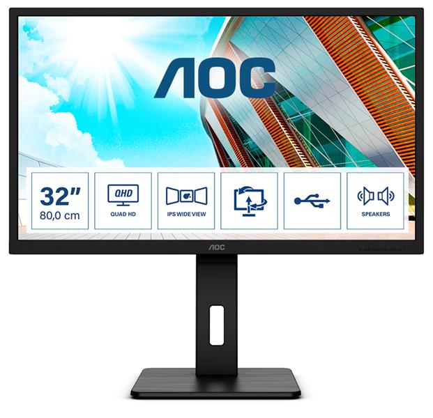 AOC Q32P2 computer monitor 80 cm (31.5"") 2560 x 1440 Pixels 2K Ultra HD LED Zwart