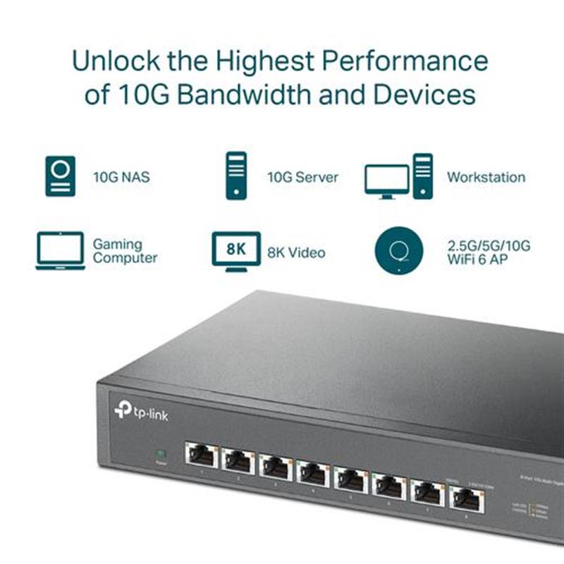 TP-LINK TL-SX1008 netwerk-switch Unmanaged 10G Ethernet (100/1000/10000) Zwart