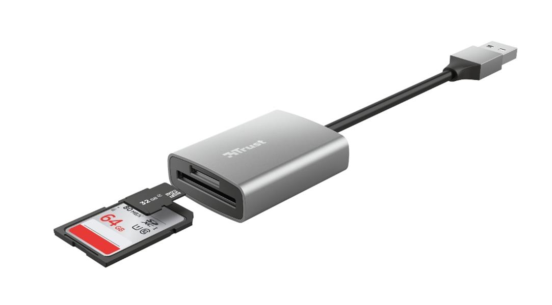 Trust Dalyx geheugenkaartlezer USB 3.2 Gen 1 (3.1 Gen 1) Aluminium