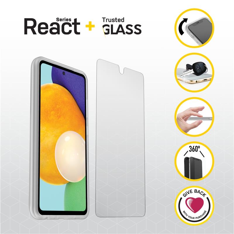 OtterBox React + Trusted Glass Series voor Samsung Galaxy A52/A52 5G, transparant