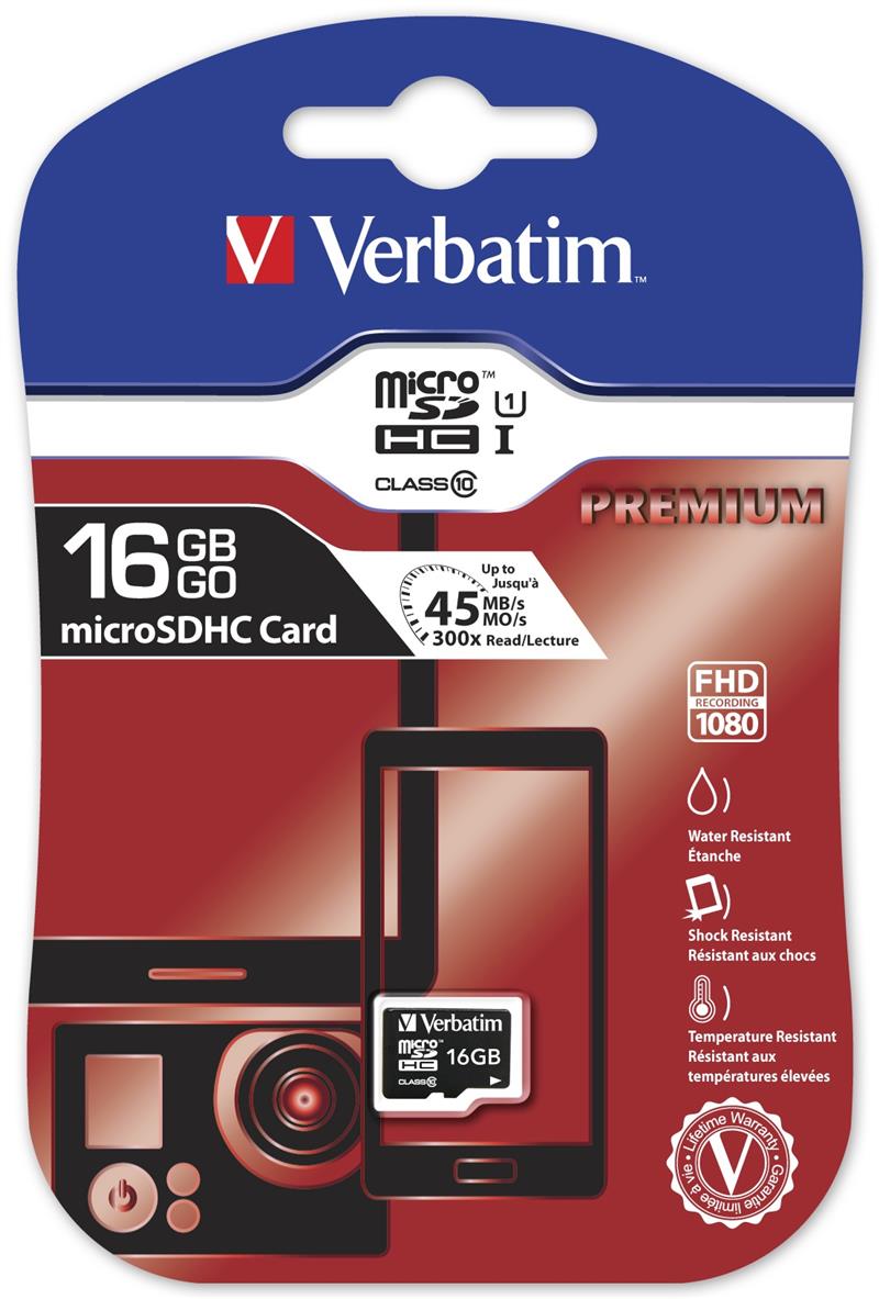 Verbatim Premium flashgeheugen 16 GB MicroSDHC Klasse 10