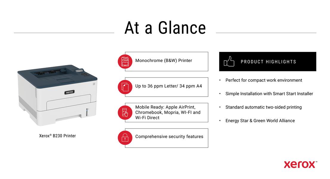 B230 - Laser Printer - Wireless - A4 - 34ppm - 2 Trays