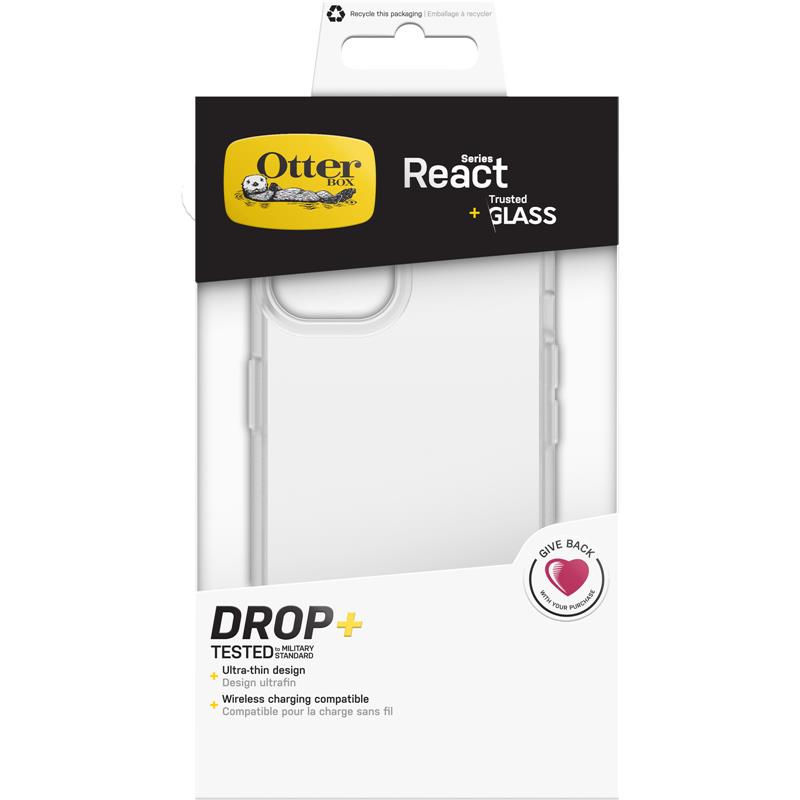 OtterBox React + Trusted Glass Series voor Apple iPhone 13, transparant