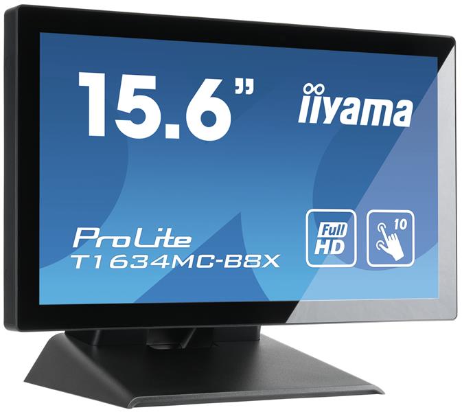 iiyama ProLite T1634MC-B8X touch screen-monitor 39,6 cm (15.6"") 1920 x 1080 Pixels Multi-touch Multi-gebruiker Zwart
