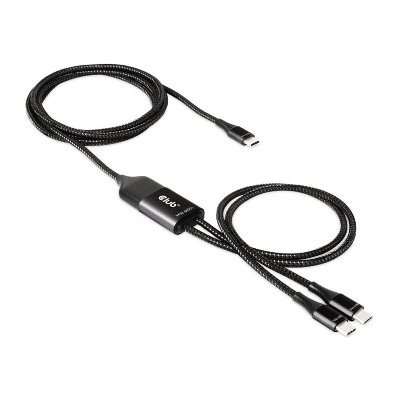 CLUB3D USB Type-C, Y charging cable to 2x USB Type-C max. 100W, 1.83m/6ft M/M