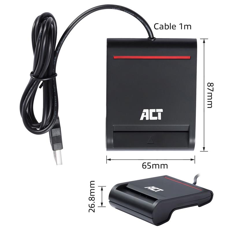 ACT AC6015 smart card reader Binnen USB USB 2.0 Zwart