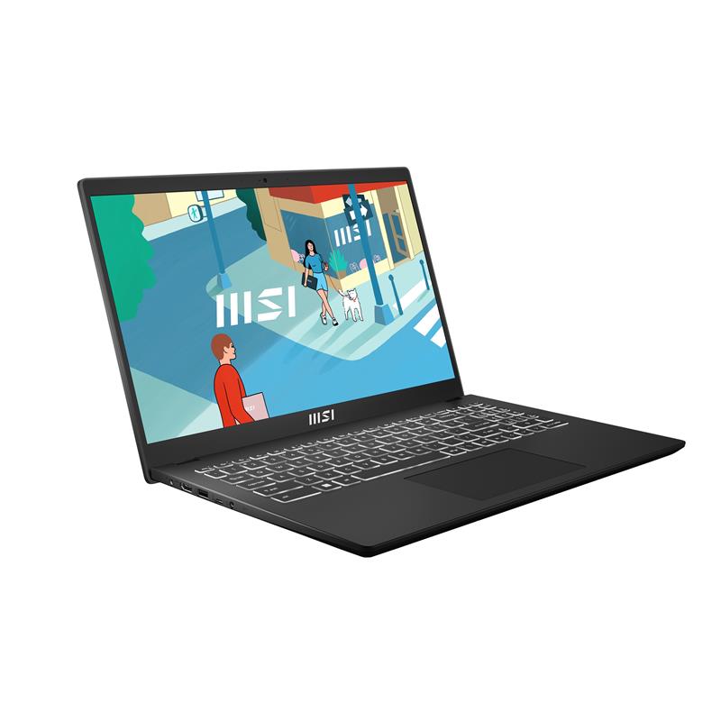 MSI Modern 15 B12M-415BE Laptop 39,6 cm (15.6"") Full HD Intel® Core™ i5 i5-1235U 8 GB DDR4-SDRAM 512 GB SSD Wi-Fi 6 (802.11ax) Windows 11 Zwart