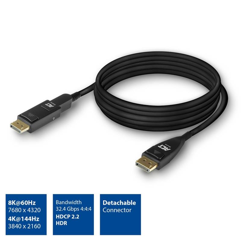 ACT AK4151 DisplayPort kabel 15 m Zwart
