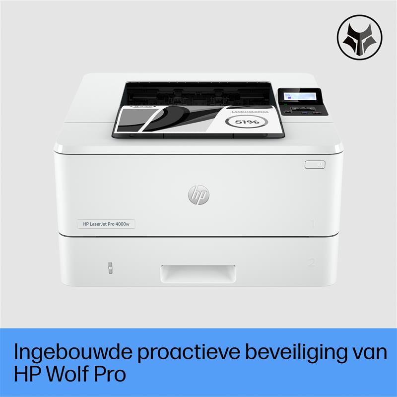 HP LaserJet Pro 4002dw printer, Print, Dubbelzijdig printen; Eerste pagina snel gereed; Compact formaat; Energiezuinig; Optimale beveiliging; Dual-ban