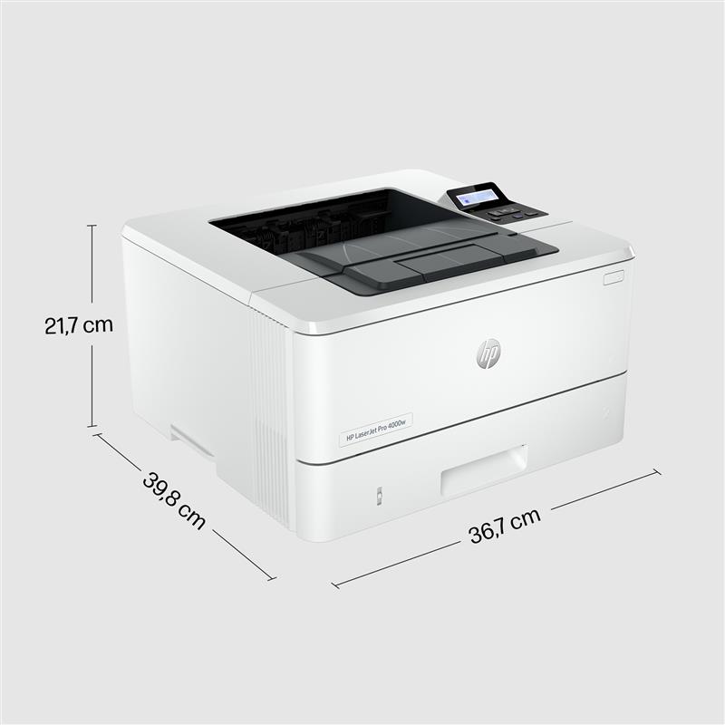 HP LaserJet Pro 4002dw printer, Print, Dubbelzijdig printen; Eerste pagina snel gereed; Compact formaat; Energiezuinig; Optimale beveiliging; Dual-ban