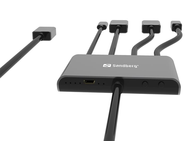 Sandberg 509-21 video kabel adapter 2 m HDMI Type A (Standaard) DisplayPort + Mini DisplayPort + HDMI + USB Type-C Zwart