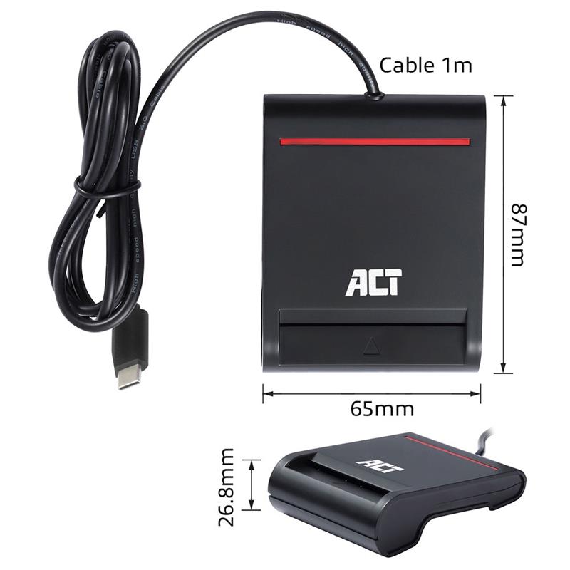 ACT AC6020 smart card reader Binnen USB USB 2.0 Zwart