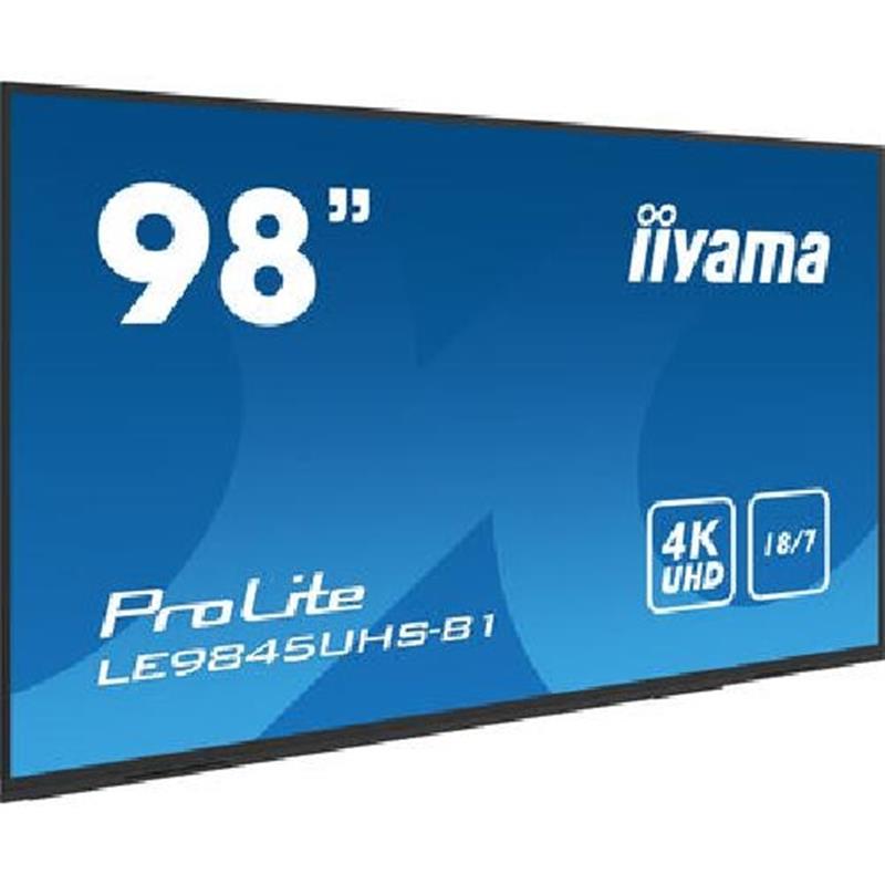 iiyama LE9845UHS-B1 beeldkrant Digitale signage flatscreen 2,49 m (98"") LED Wifi 350 cd/m² 4K Ultra HD Zwart Type processor Android 8.0 18/7