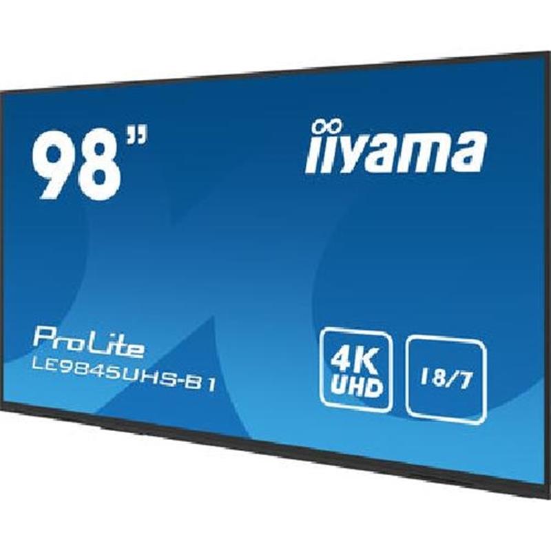 iiyama LE9845UHS-B1 beeldkrant Digitale signage flatscreen 2,49 m (98"") LED Wifi 350 cd/m² 4K Ultra HD Zwart Type processor Android 8.0 18/7