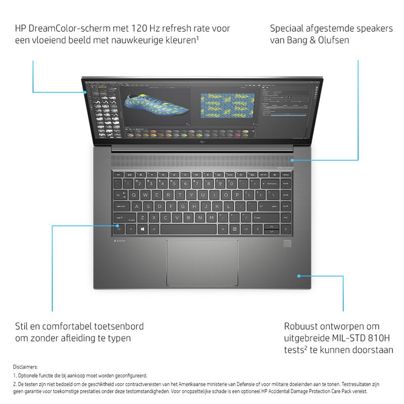 HP ZBook Studio 15.6 G8 Mobiel werkstation 39,6 cm (15.6"") 4K Ultra HD Intel® 11de generatie Core™ i9 32 GB DDR4-SDRAM 1000 GB SSD NVIDIA GeForce RTX