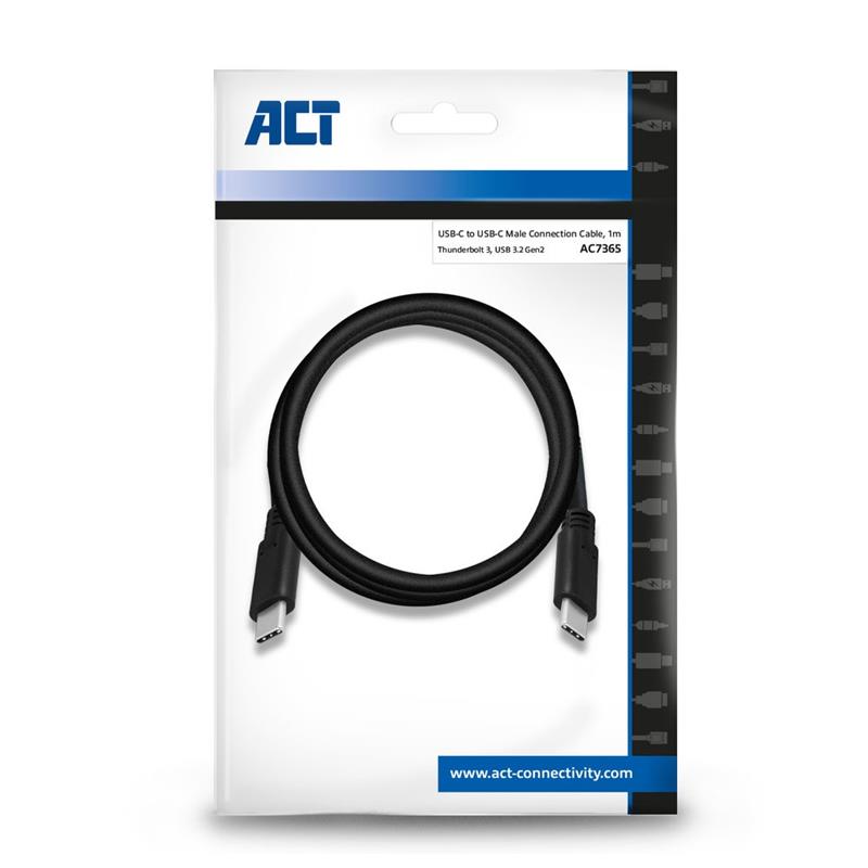 ACT AC7365 USB-kabel 1 m USB 3.2 Gen 2 (3.1 Gen 2) USB C Zwart
