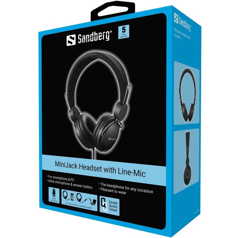 Sandberg 126-34 hoofdtelefoon/headset Bedraad Hoofdband Oproepen/muziek Zwart