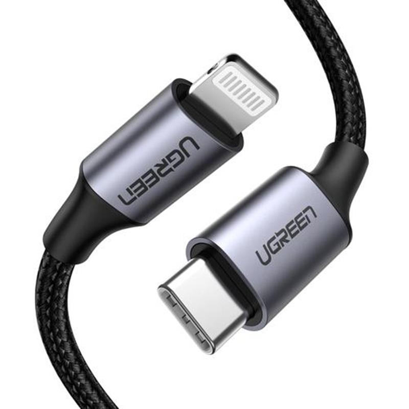 Ugreen 60759 mobiele telefoonkabel Zwart, Zilver 1 m USB C Lightning