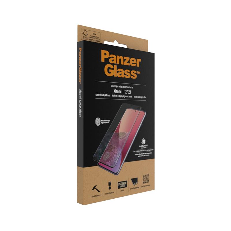 PanzerGlass Xiaomi 12 12x - Black Case Friendly - Anti-Bacterial - SUPER Glass