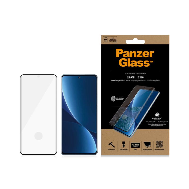 PanzerGlass Xiaomi 12 Pro - Black Case Friendly - Anti-Bacterial - SUPER Glass
