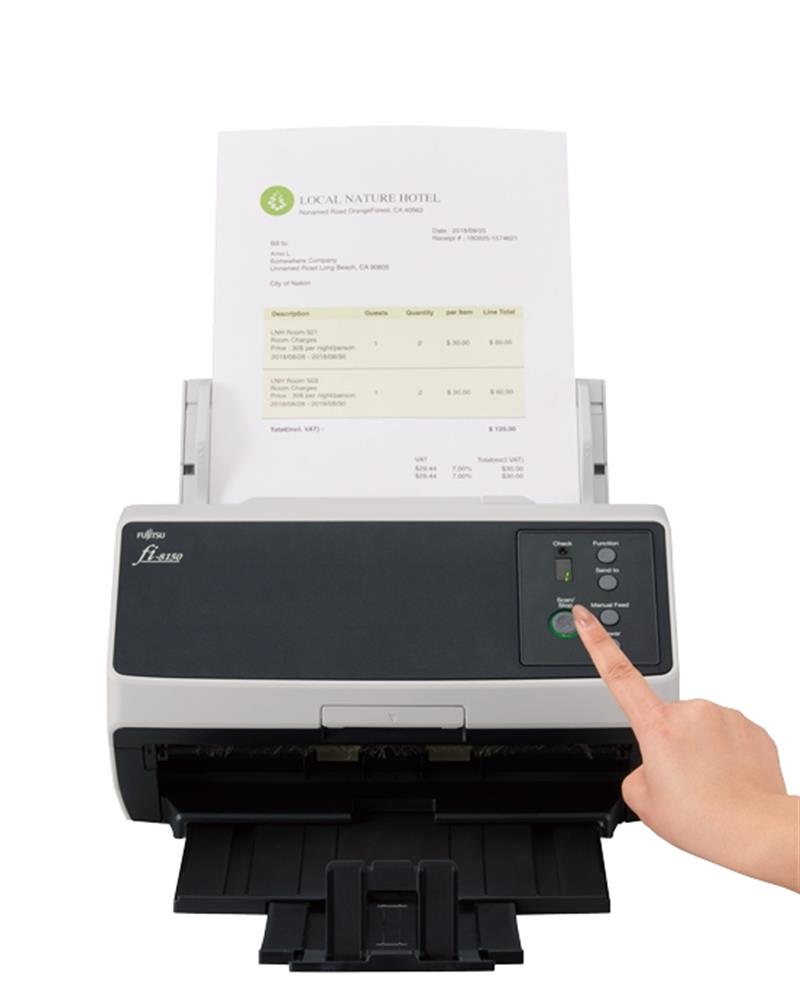 Fujitsu FI-8150 ADF-/handmatige invoer scanner 600 x 600 DPI A4 Zwart, Grijs