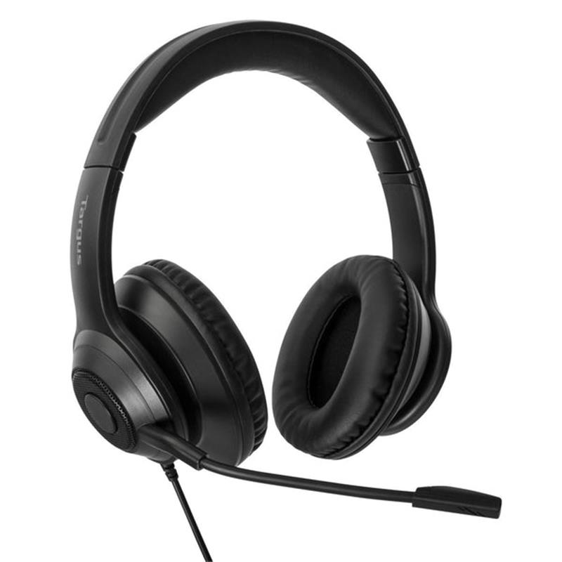 Targus AEH102GL hoofdtelefoon/headset Bedraad Hoofdband Oproepen/muziek USB Type-A Zwart