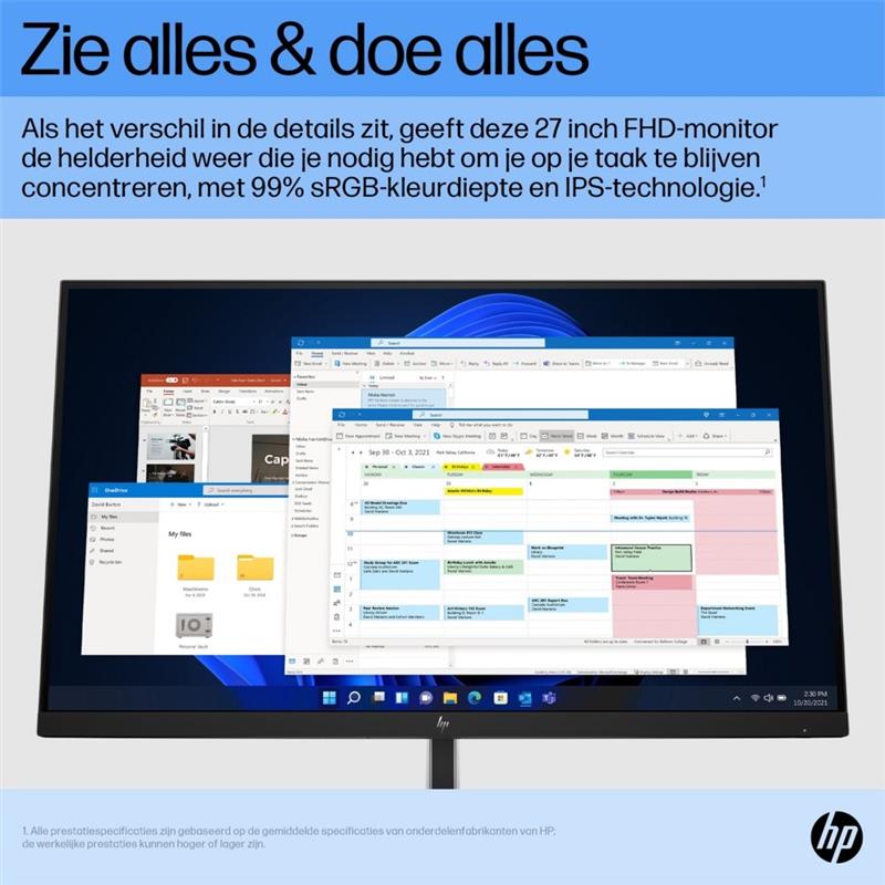 HP E27 G5 computer monitor 68,6 cm (27"") 1920 x 1080 Pixels Full HD Zwart