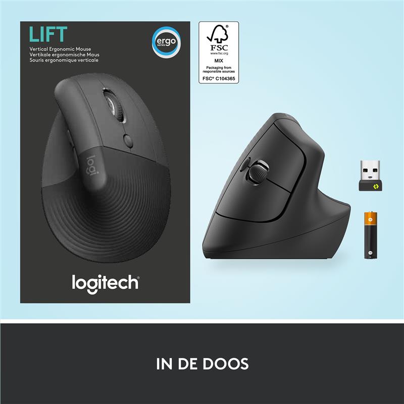 Logitech Lift muis Rechtshandig RF draadloos + Bluetooth 4000 DPI