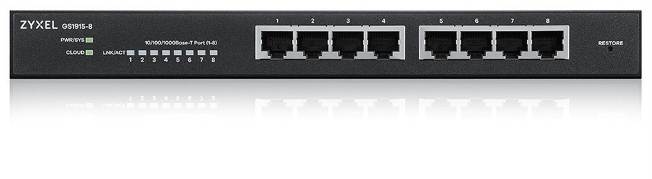 Zyxel GS1915-8 Managed L2 Gigabit Ethernet (10/100/1000) Zwart