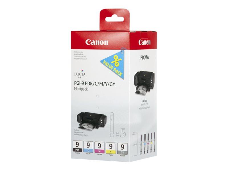 Canon PGI-9 PBK/C/M/Y/GY Origineel Cyaan, Grijs, Magenta, Foto zwart, Geel Multipack 5 stuk(s)