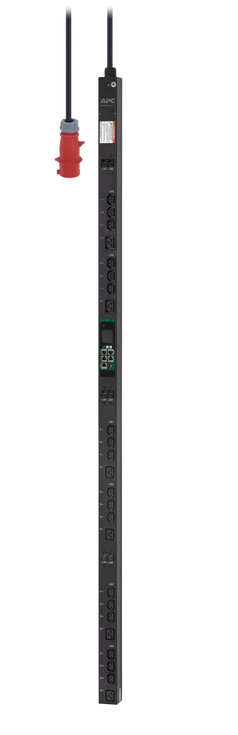 APC Easy PDU EPDU1232SMBO, Metered-By-Outlet with Switching, 0U, 32A, 400V, (18x)C13 & (6x)C19, IEC60309 32A 3Fase stekker