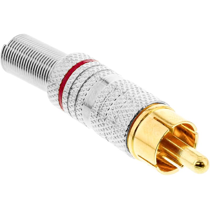 InLine RCA metal male plug for soldering silver red ring for 6mm cable