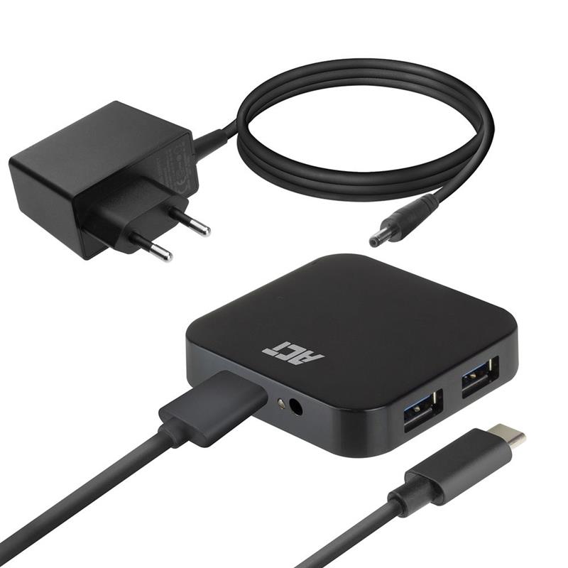ACT USB-C Hub 4x USB-A voedingsadapter