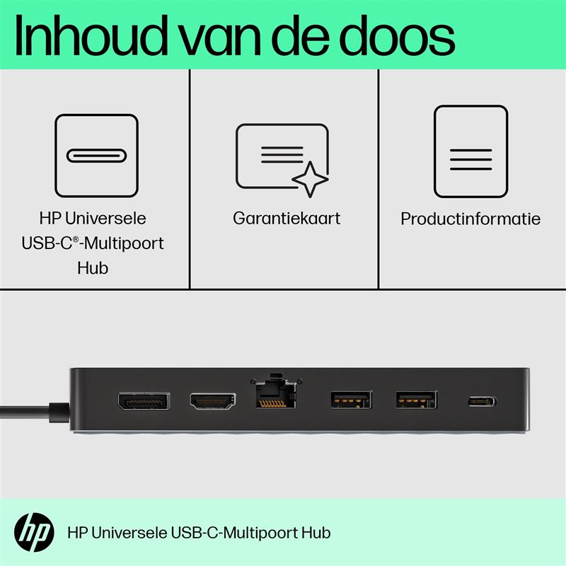 HP 50H98AA interface hub USB 3.2 Gen 1 (3.1 Gen 1) Type-C Zwart