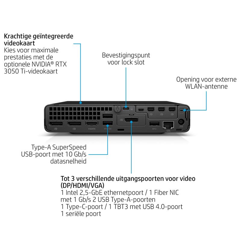 HP Elite 800 G9 Mini PC Intel® Core™ i5 i5-13500 16 GB DDR5-SDRAM 512 GB SSD Windows 11 Pro Zwart