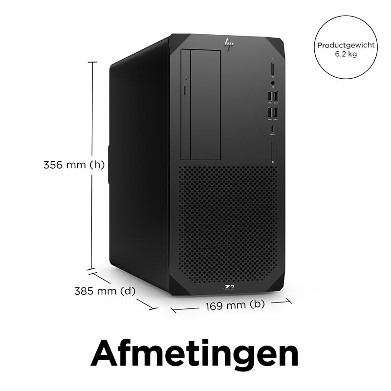 HP Z2 G9 i7-12700K Tower Intel® Core™ i7 32 GB DDR5-SDRAM 1000 GB SSD Windows 11 Pro Workstation Zwart