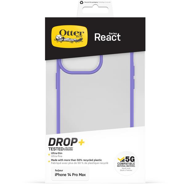 OtterBox React-hoesje voor iPhone 14 Pro Max, schokbestendig, valbestendig, ultradun, beschermende, getest volgens militaire standaard, Antimicrobieel