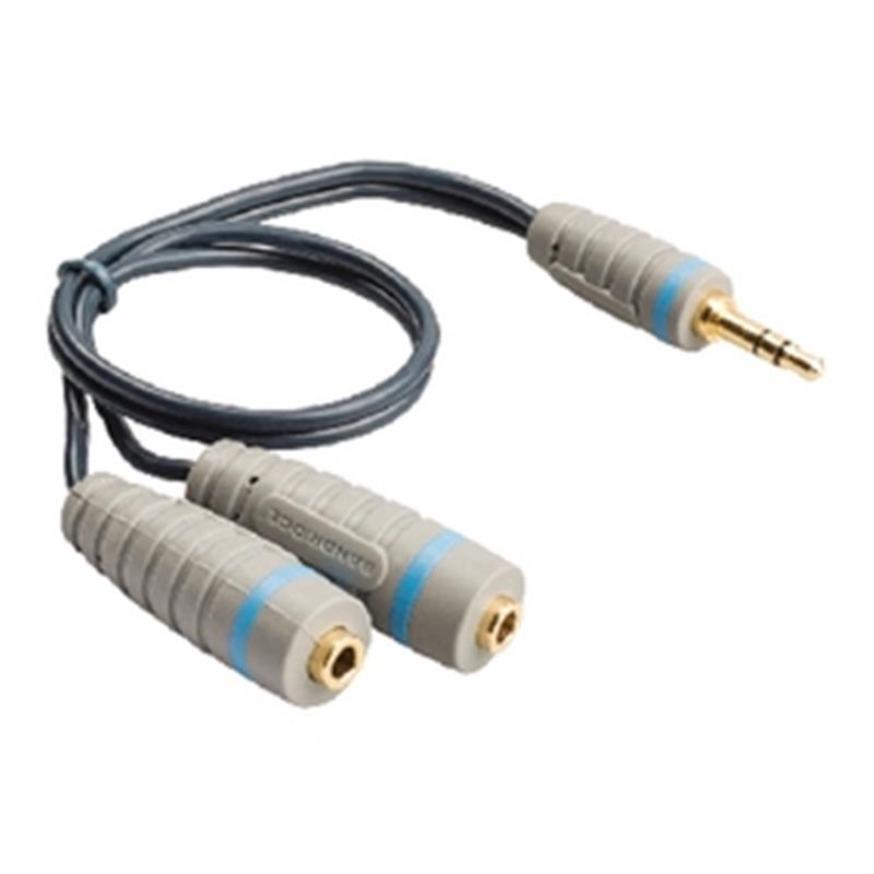 Stereo Audiokabel 3.5 mm Male - 2x 3.5 mm Female 0.20 m Blauw