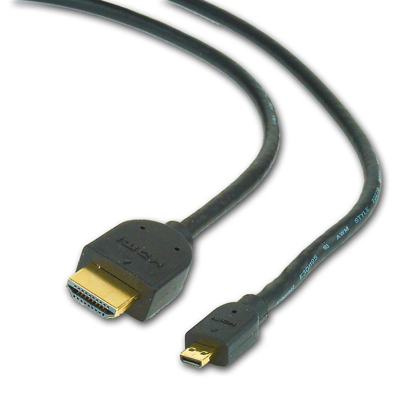 Gembird HDMI male to micro D-male black cable with gold-plated connectors 3 m bulk package *HDMIM *MHDMIM