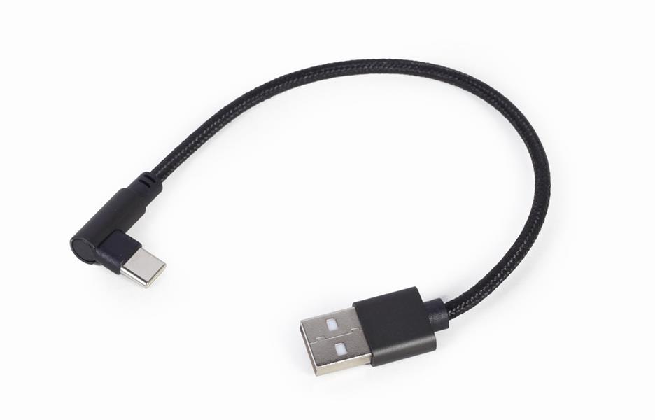 Haakse USB Type-C laad- datakabel 0 2 m zwart
