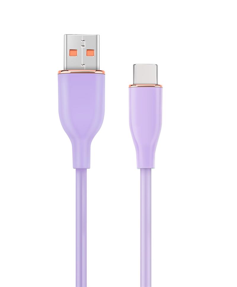 Premium siliconen USB-type-C oplaad- en datakabel 1 5 m paars