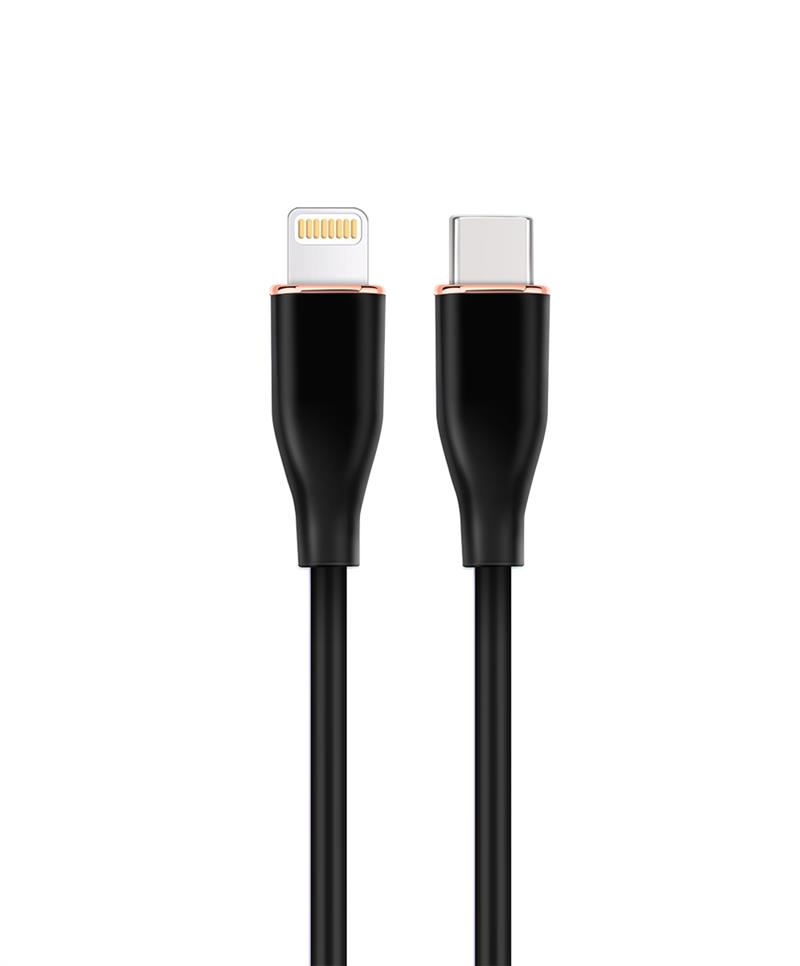 Premium siliconen USB Type-C naar 8-pins laad- en datakabel 1 5 m zwart