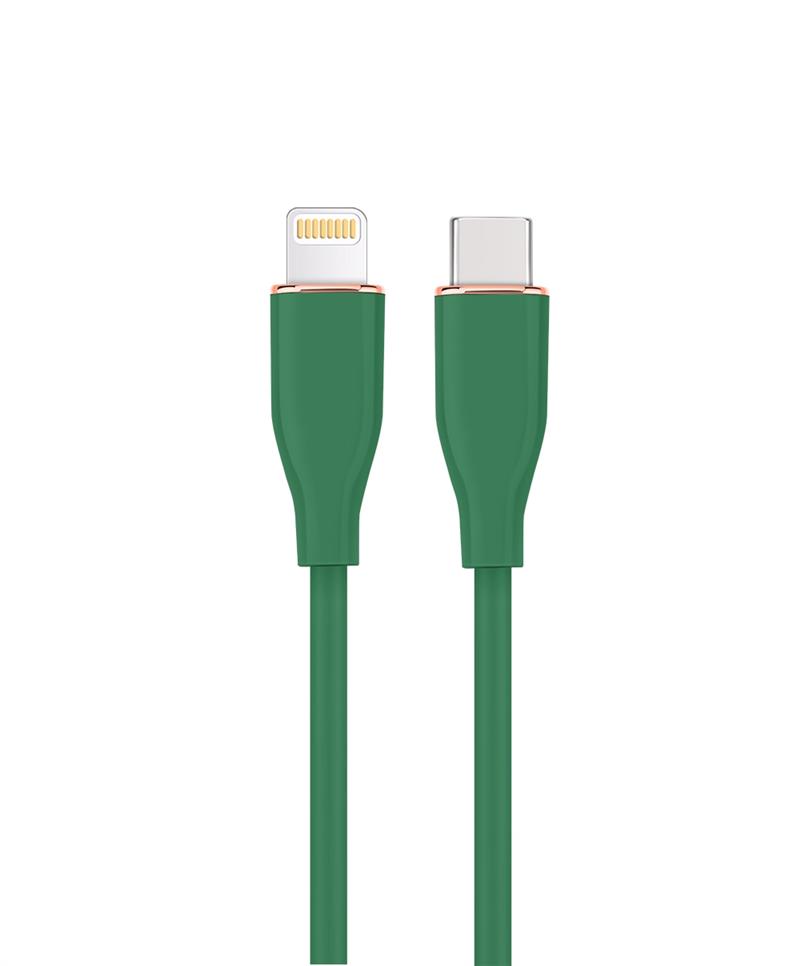 Premium siliconen USB Type-C naar 8-pins oplaad- en datakabel 1 5 m Midnight Green