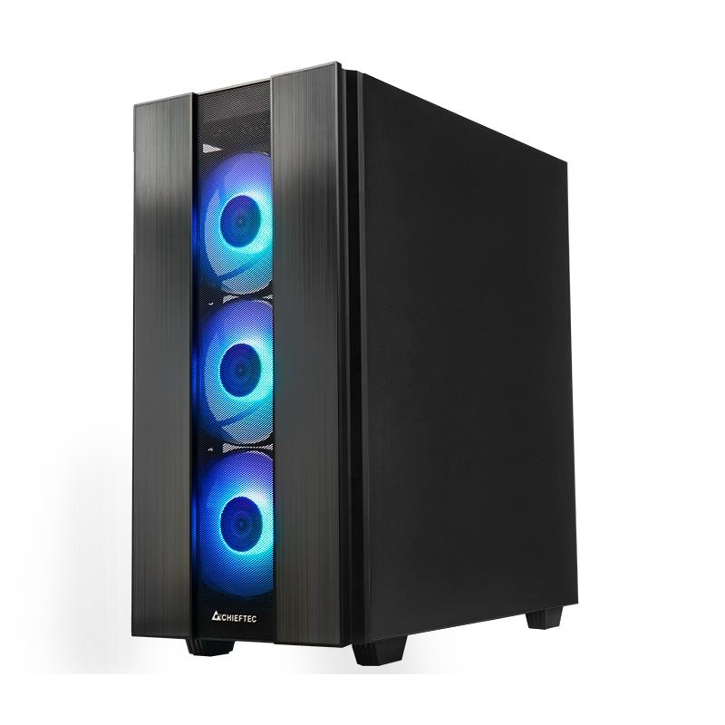 Chieftec Hunter 2 Black ATX Gaming case T Glass 4xRGB fan w USB Type C