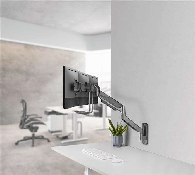 Monitorarm met gasveer voor 3 monitoren wandmontage space grey