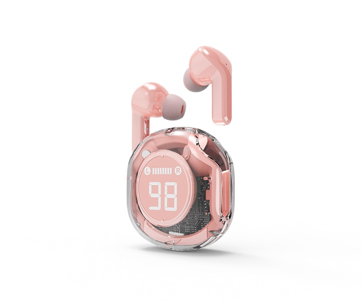 Transparante TWS in-ears roze